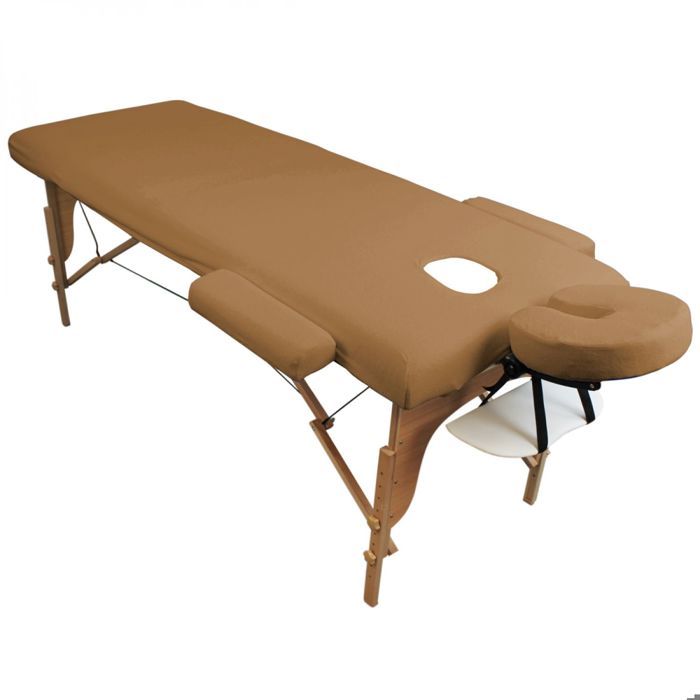 Drap housse de protection 4 pièces en éponge pour table de massage - Marron clair - Vivezen