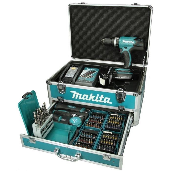 Situation en gang det kan MAKITA Perceuse à percussion 2x18V 1,5Ah Li + 96 accessoires - Cdiscount  Bricolage