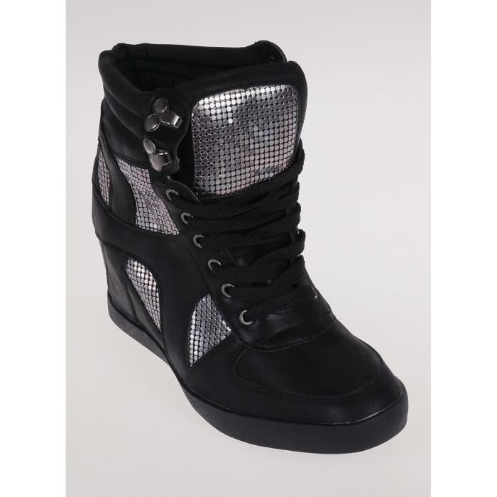Baskets talon compensé intérieur Noir Noir Noir - Cdiscount Chaussures