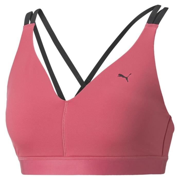 PUMA Low Impact Elite Strappy Bra Soutien-Gorge de Sport, Rose (Sunset Pink), XS Femme