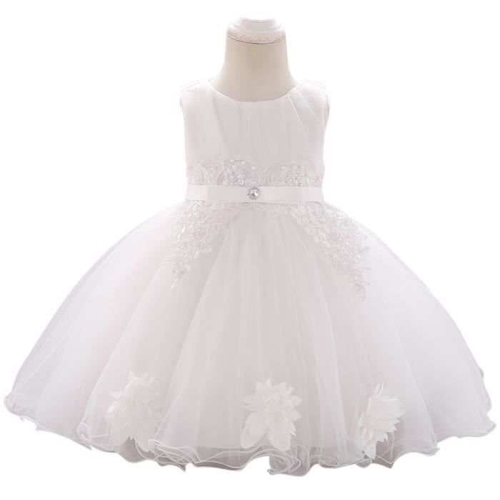 Bebe Robe De Mariee Elegante Pour Fille En Diamant Blanc Blanc Achat Vente Robe De Mariee Cdiscount