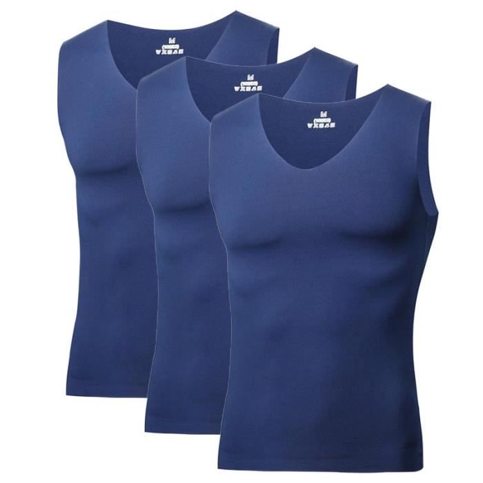 Débardeur Homme Col V Sport Sans Manches Ete Respirant Couleur