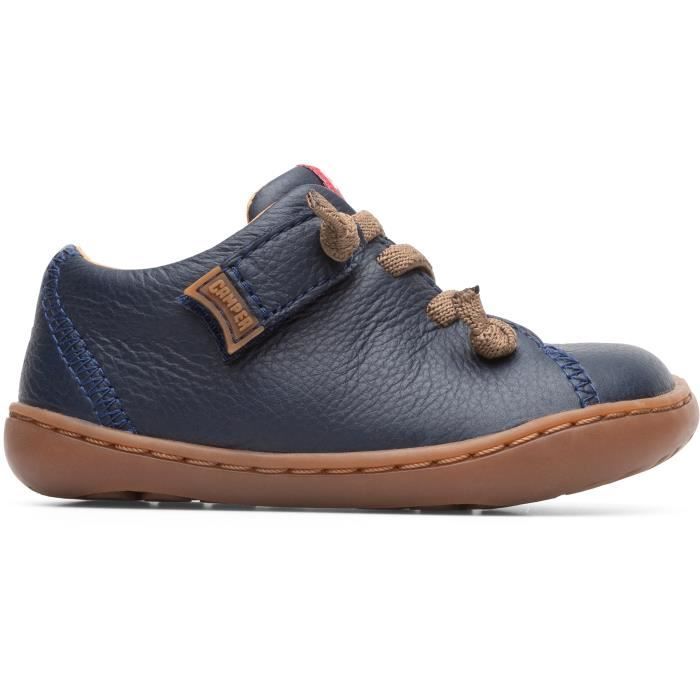 CAMPER - Peu Baskets Enfant - Cuir - Bleu - Lacets élastiques en zigzag