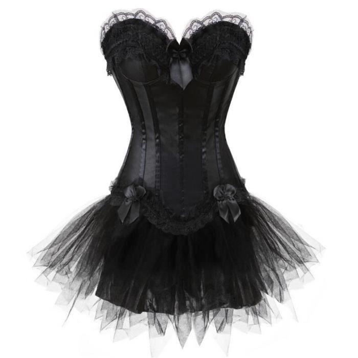 Bustier femme Bustier et Corsets en Satin pour femmes jupe TuTu bustier d entrainement a la taille Steampunk Type suit2 Blanc Cdiscount Pret a Porter