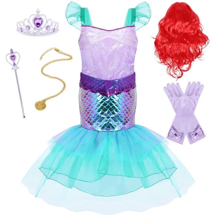 Robe Sirène AmzBarley Pour Fille - Sans Manches, écailles Scintillantes - Déguisement Princesse Fête Anniversaire