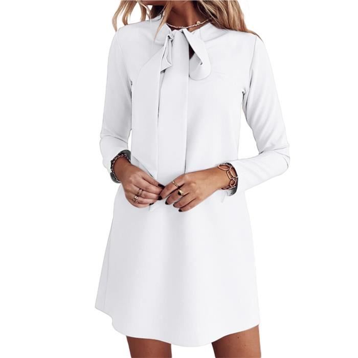 ROBE Bureau dame robe solide couleur de lace-up printemps ?�t?� robe ?�l?�gante mince-ajust?�e pour 