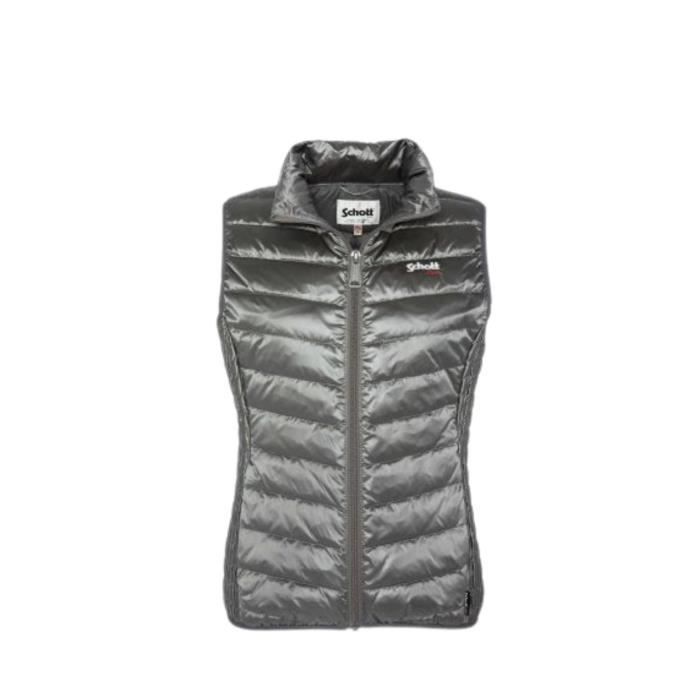 Doudoune poids plume sans manches femme Schott Ref 58649 Silver