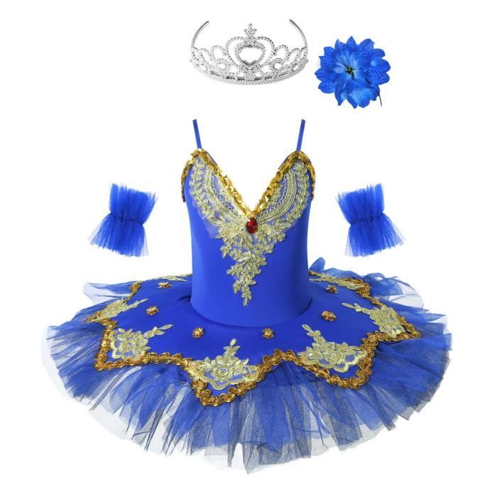 Robe De Ballet Tutu Pour Fille - Justaucorps à Paillettes, Jupe Tulle 3 Couches - Pour Danse Classique, Gymnastique, Spectacle (tailles 2-14 Ans)