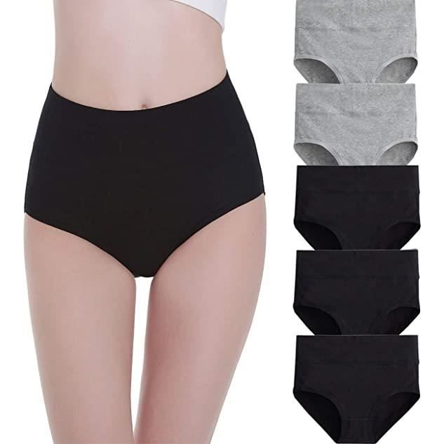 Falechay Lot De 5 Culottes Femme Taille Haute Coton - Contrôle Ventre, Confortable & Respirant, Idéal Post-Partum & Quotidien
