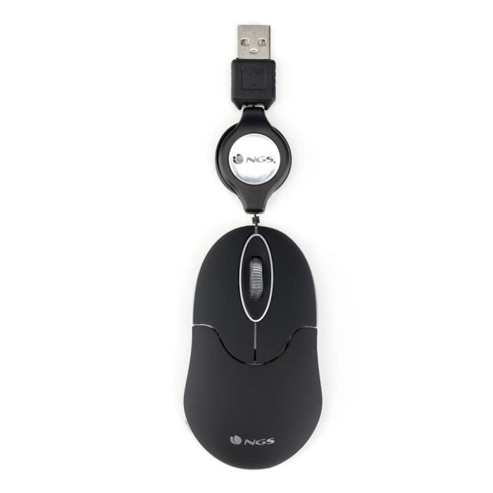 Souris NGS Sin – Optique Filaire USB 1000 DPI Câble Rétractable Ambidextre - vue 5