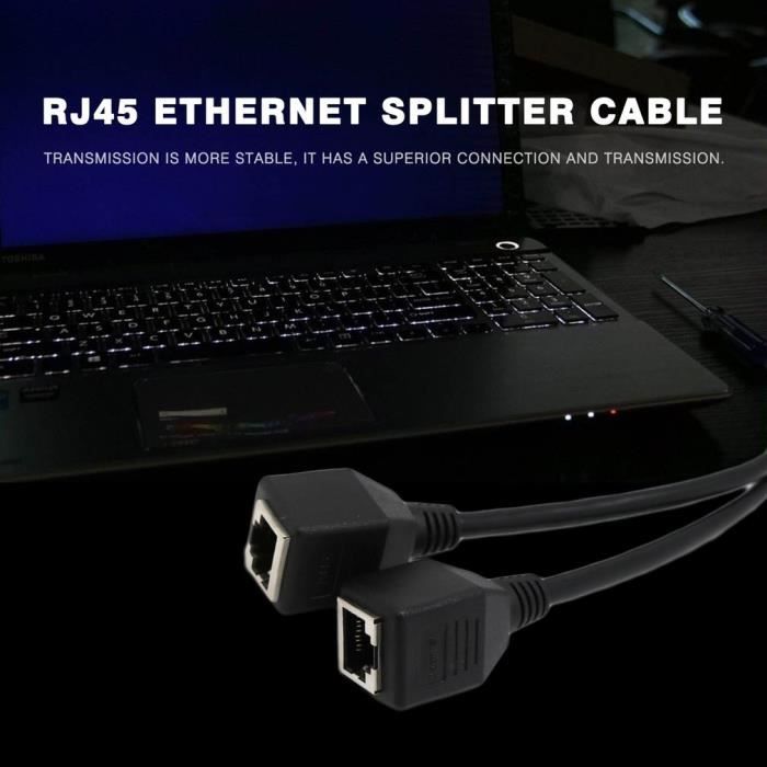 Adaptateur de répartiteur RJ45, Câble Ethernet RJ45 CAT5 6 Port LAN 1 à 2  façons femelle Splitter adaptateur connecteur Noir - Cdiscount Informatique