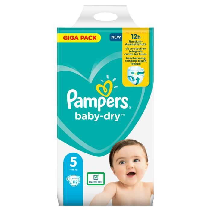 Pampers Baby-Dry Culotte à couches Taille 5 56 x 96 Giga 