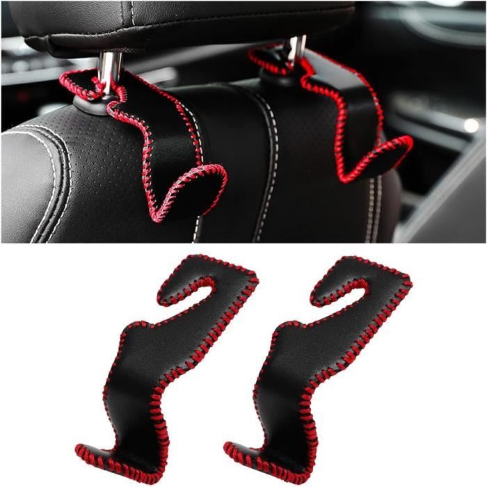 Yamobi Lot De 2 Crochets Organisateur Voiture Appui-tête – Double Support Avec Nœud – Noir – Pour Sacs, Sacs à Dos Et Accessoires