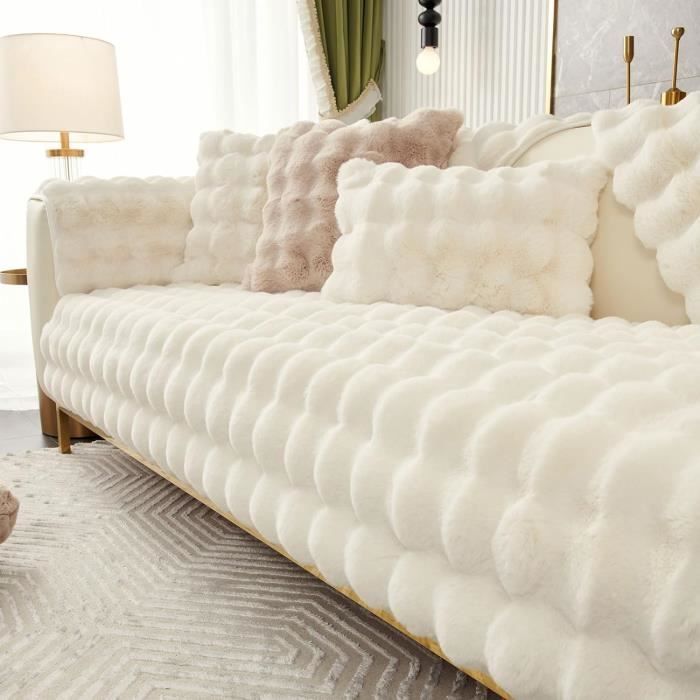 Housse De Canapé En Peluche Sherpa Épaisse - Motif Patte De Chat - Antidérapante, Lavable - Pour Canapé Droit, L, Sectionnel