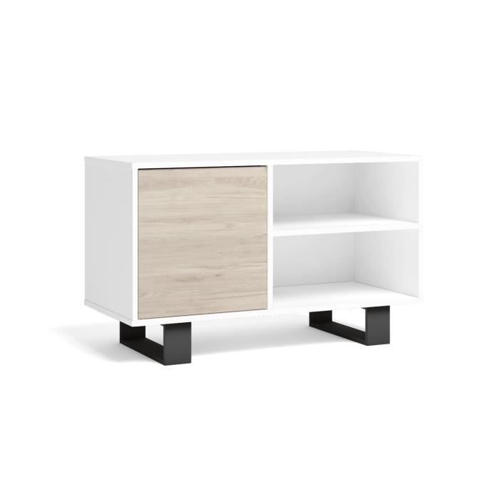 Meuble TV 100 salon/salle à manger WIND couleur Blanc-Chêne 95x40x57cm RF1004 Meuble TV 100 salon/salle à manger WIND couleur Blanc-Chêne 95x40x57cm RF1004