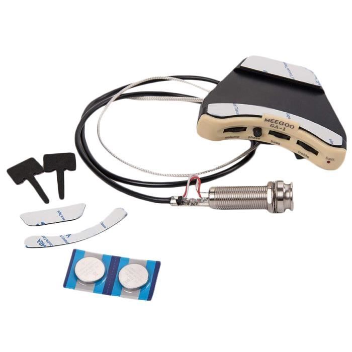 Préampli égaliseur 3 Bandes Pour Guitare Acoustique - Avec Tuner LCD Et Capteur Piezo, Piles Incluses - 12