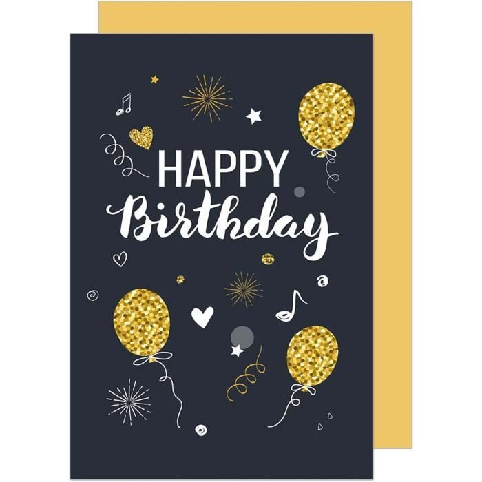 Carte Anniversaire XXL Happy Birthday Ballons – Format A4 Avec Enveloppe, Idéale Pour Homme Ou Femme, Design Élégant Et Festif
