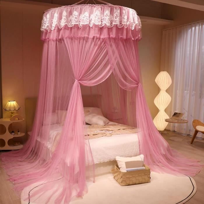 Moustiquaire Romantique à Baldaquin Sans Cadre – Dentelle, 4 Coins Carrés, Taille Queen (150x200 Cm) | Protection Insectes, Décoration Chambre - 10