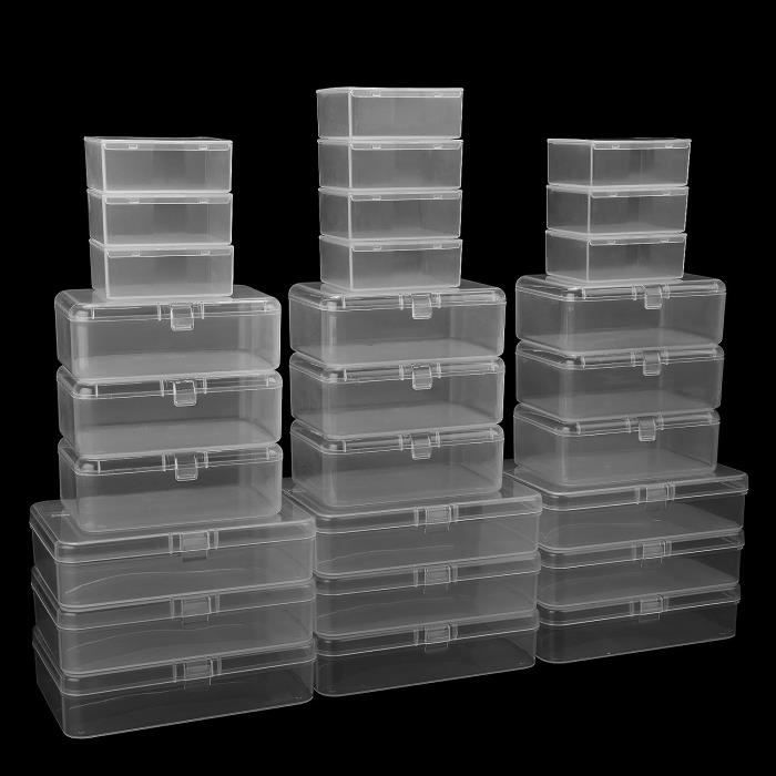 Petite Boîte De Rangement Transparente Avec Couvercle à Charnière - Organisateur De Bureau Pour Tiroir, Fournitures, Petits Objets