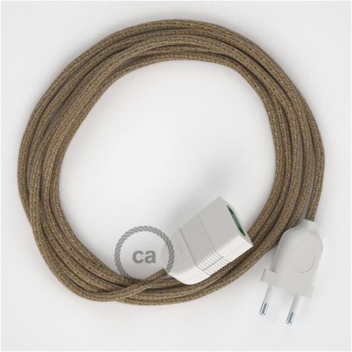 Rallonge électrique avec cable Textile RS82 Coton et Lin Naturel Marron ...