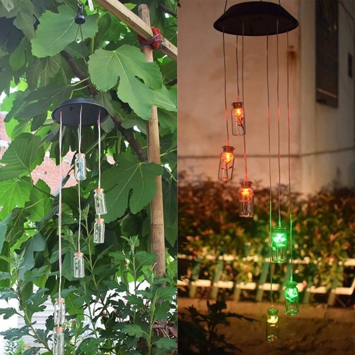 Carillons éoliens Solaires LED - Lumière Décorative étanche Pour Jardin, Balcon, Terrasse - Soleil, Lune, étoiles