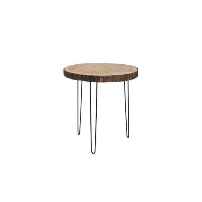 table d appoint ronde metal rondin de bois lubeck n 2 l 57 x l 57 x h 59 cdiscount maison