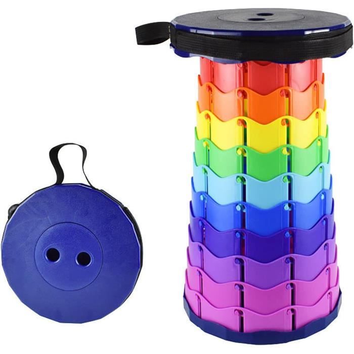 Tabouret Télescopique De Camping Pliable - Hauteur Réglable, Noir/bleu - Neuf