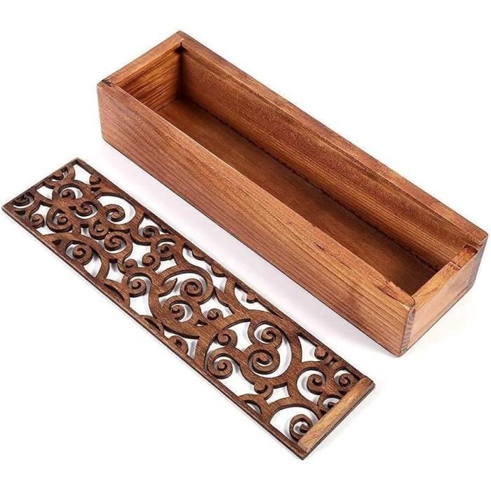 Porte-stylo Unique En Bois De Bambou Avec Couvercle - Organisateur Bureau Élégant - 16 Cm