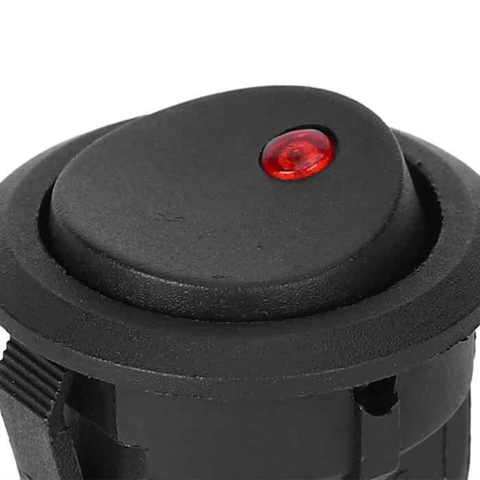 Acegoo Interrupteur Bascule Rond Aluminium 20A 12V/24V – SPST Marche/Arrêt, LED Rouge, Câbles 14 AWG, Pour Voiture Camping-car Bateau Camion