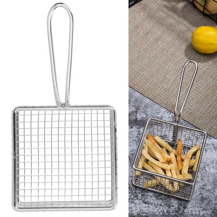 Panier À Frire, Panier a Frites Pliable en Acier Inoxydable, Panier À Friteuse Ronde avec Poignée pour Frites Pommes de Terre Friteuse Friture Alimentaire Cuisine Outil de Cuisson, 9.3x3.7in