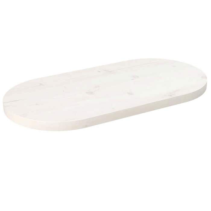 vidaXL Dessus de table blanc 70x35x25 cm bois de pin massif ovale 824346