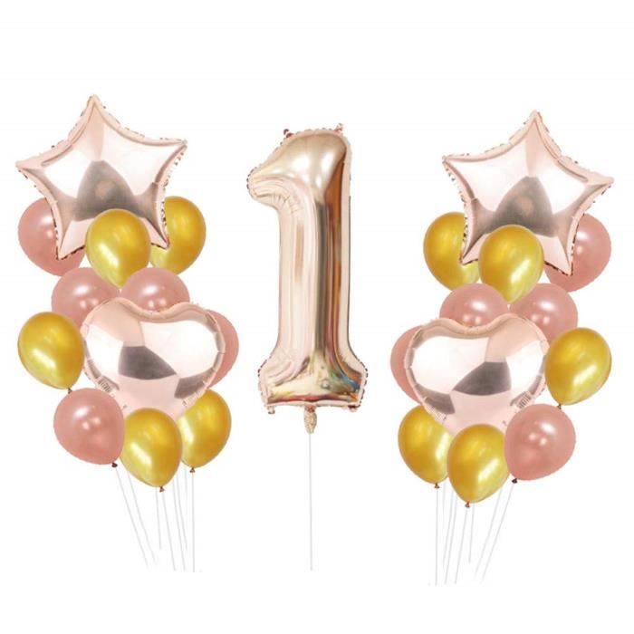 25pcs Ballon Anniversaire Deco Anniversaire 1 An Fille Garcon Bal