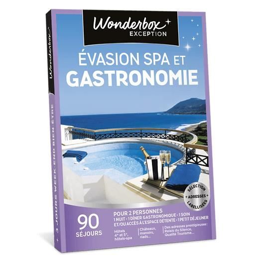Wonderbox - Box cadeau en amoureux - Evasion spa et gastronomie – 90 séjours gastronomiques : hôtels 4* ou 5*