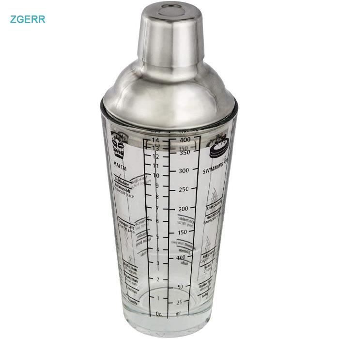 Shaker à Cocktails Boston – 2 Pièces Inox Et Verre (400 Ml + 600 Ml) – Pour Barman Débutant Ou Pro – Facile à Utiliser