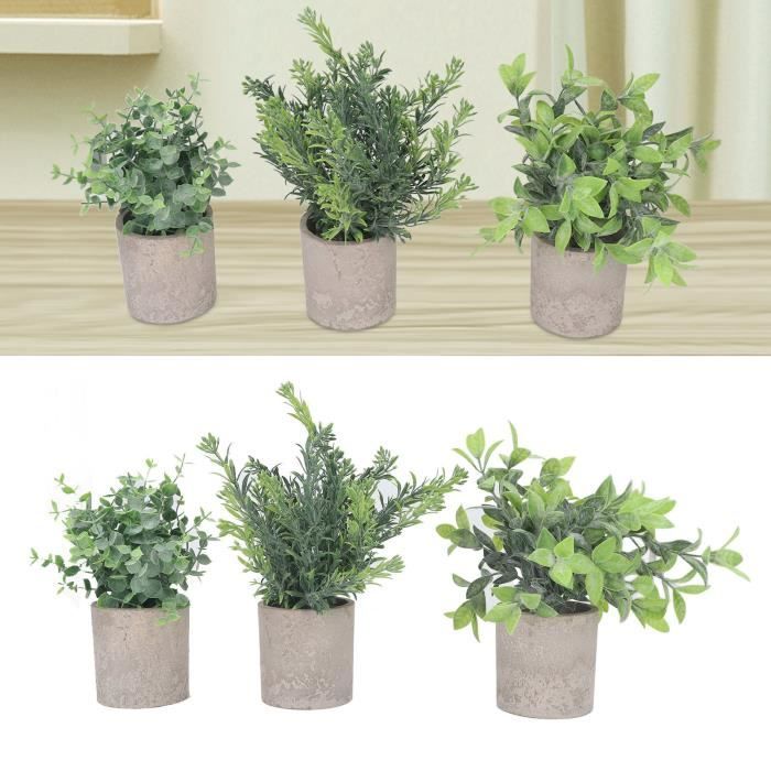 3 Mini Plantes Artificielles En Pot Lavande - Déco Intérieur Sans Entretien - 20 Cm De Haut, Idéal Pour Salle De Bain, Table