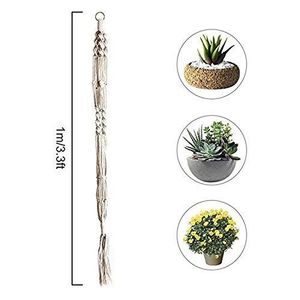 6 Suspensions Plantes Macramé - Corde Coton Naturelle - Longueurs 90/105/120cm - Pour Pots 5-25cm