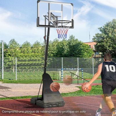 GYMAX Panier de Basket Extérieur pour Enfants, sans Panneau, Hauteur Réglable de 260 à 305CM, Base Stable Remplissable d'eau ou de Sable, Mobile avec Roues, pour Enfants, Adolescents, Adultes