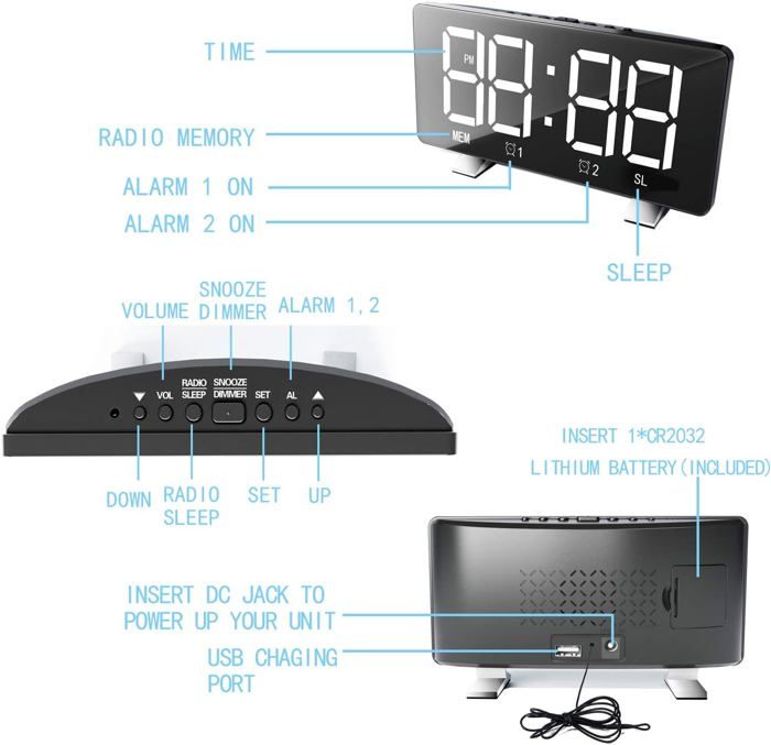 Horloge Murale Numérique avec Grand Écran 13, Date, Semaine, Température, DST, Gradation Automatique, Télécommandée Réveil pour Salon, Chambre à Coucher, Bureau