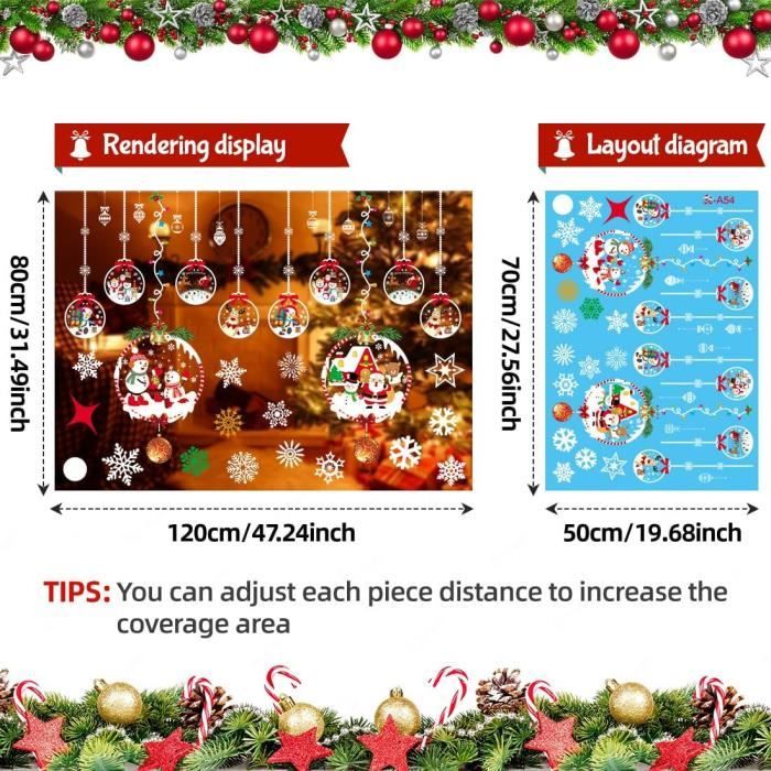197 Stickers Noel Fenetre Réutilisable, PVC Autocollant Noel Fenetre, Decoration Noel Fenetre Electrostatique Flocon De Neige Intérieur Deco Noel Pour Porte Vitrine Verre Maison
