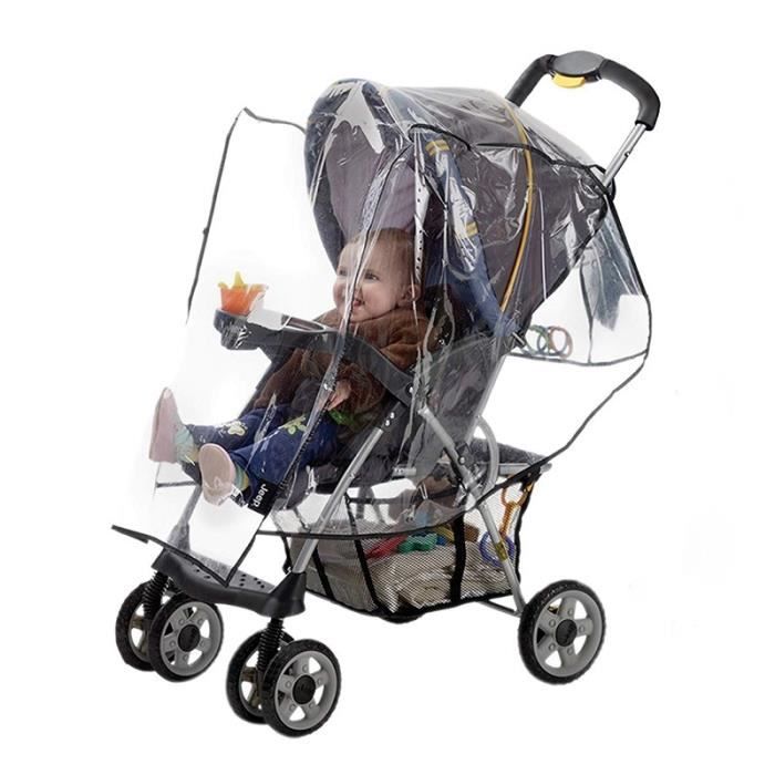 Habillage Pluie Poussette Bébé Confort Housse Pluie Poussette Double Universelle - PVC Transparent 80x40x80cm | Protection Bébé Intempéries Protection Pluie Vent Poussette Bébé