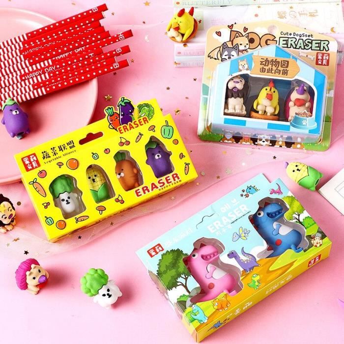 Ensemble de gommes à dessin animé, pour écrire, dessiner, stylos en caoutchouc, fournitures scolaires/de bureau Ensemble de gommes à dessin animé, pour écrire, dessiner, stylos en caoutchouc, fournitures scolaires/de bureau