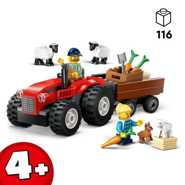 LEGO City 60461 Tracteur agricole rouge avec remorque et moutons - Jeu ...