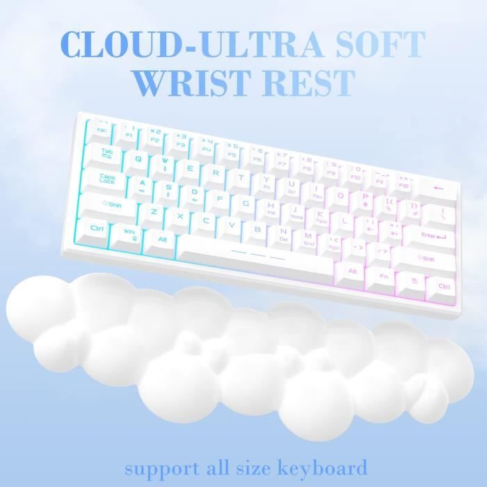 Set Repose-Poignets Nuage Ergonomique - Clavier + Souris + Tapis | Mousse Mémoire Confort Bureau