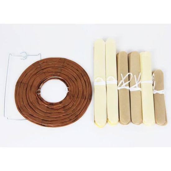 SUNBEAUTY Crème Brun Pompon Papier de Soie Marron Lanterne pour Décorations Mariage Anniversaire 7 pcs 