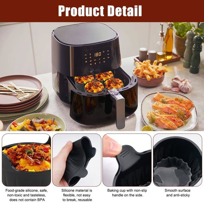 24 Pièces Moules Silicone Air Fryer - Moules à Muffins, Gâteaux Et Pâtisseries - Résistants Et Réutilisables