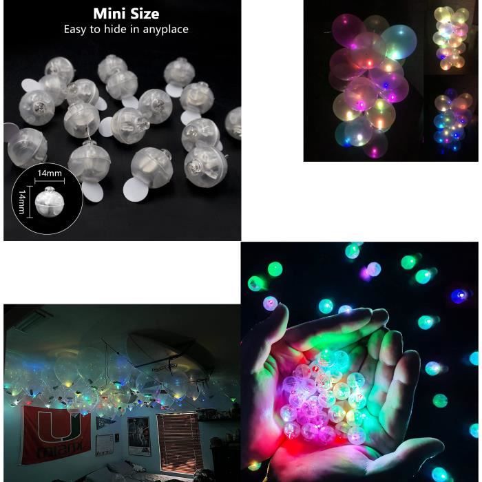 50 LED Ballons Lumineux Miniatures - Lumières Blanc Pour Décoration Fête Mariage, Anniversaire, Noël