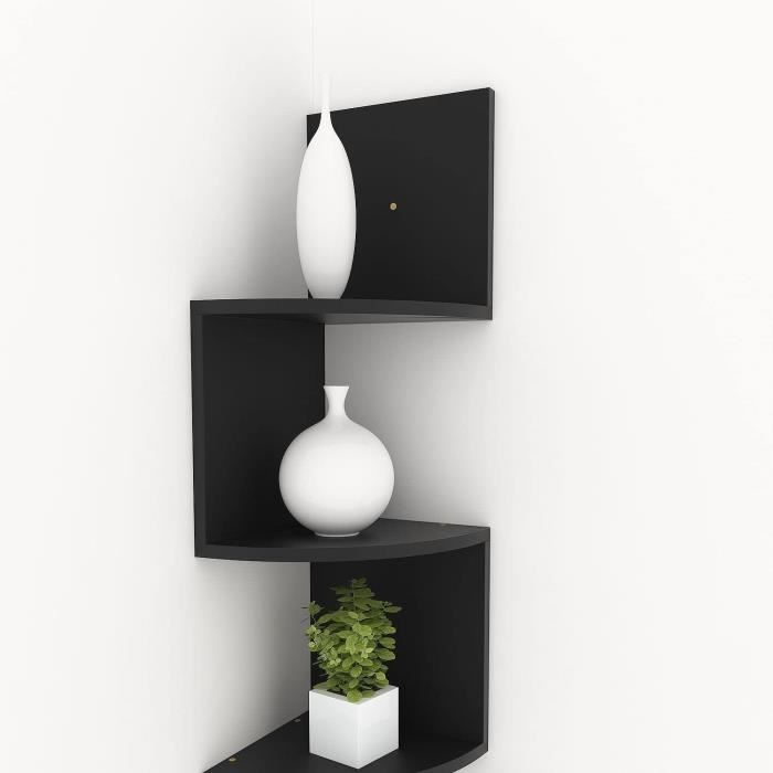 Étagère Murale D'angle Zigzag 5 Niveaux - En MDF, Dimensions 20x20x120 Cm - Pour Rangement Salon, Chambre, Bureau