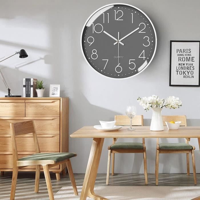 Horloge Murale Silencieuse Grande 30cm Ronde Horloge Numérique à Quartz  Horloge Lumineuse de Nuit Horloge Design Moderne pour Salon, Bureau,  Chambre à