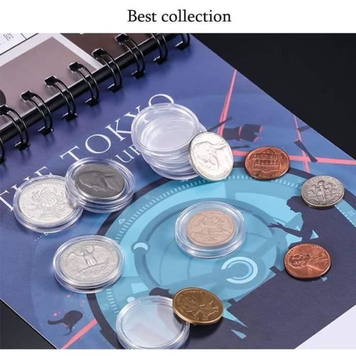 Ettonsun Lot de 100 capsules de pièces de monnaie de 30 mm pour collectionneurs, vitrines de rangement de pièces de monnaie, protections de pièces de monnaie en plastique avec joint réglable Ettonsun Lot de 100 capsules de pièces de monnaie de 30 mm pour collectionneurs, vitrines de rangement de pièces de monnaie, protections de pièces de monnaie en plastique avec joint réglable