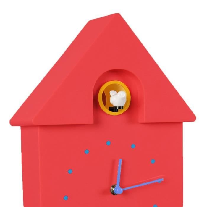 fisura. - Horloge Murale Originale octogonal Rouge. Horloge de Cuisine Moderne. Horloge Murale Marron. 30 centimètres de diamètre. ABS et Verre. 1 Pile AA